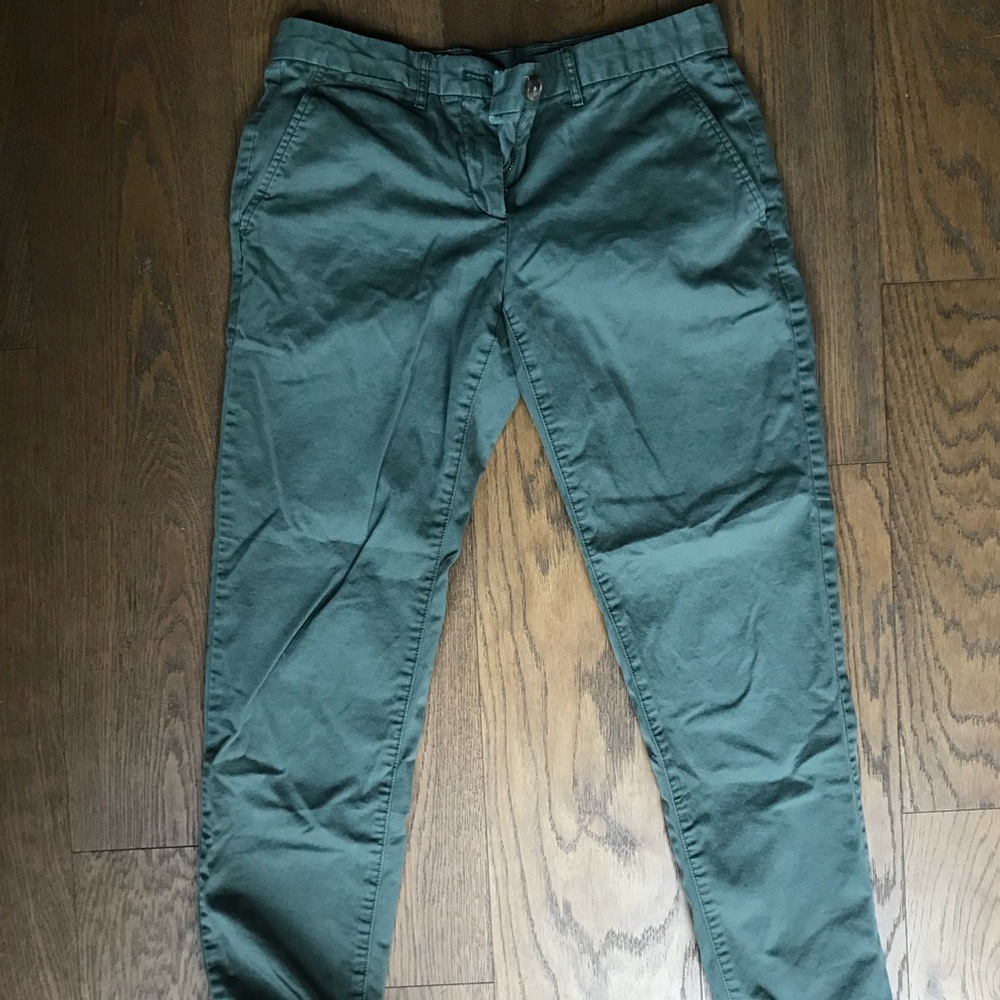 Broken-in olive chino khakis